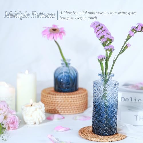 UPBUD Glass Blue Bud Vases Set of 5, Mini Flower Vase for Centerpieces - Image 4