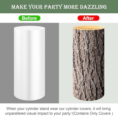 SaitiMade Set of 3 - Wood Cylinder Pedestal Stand Covers - Image 4