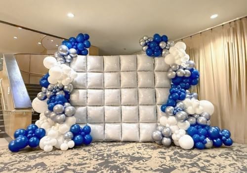 50pcs White Square Foil Balloons Wall Backdrop with 79pcs White Balloon Garland Arch Kit, Double Sided Balloon Tunnel for Birthday Anniversary Wedding Engagement Baby Shower Prom Decorations - Image 4