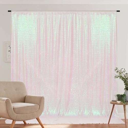PartyDelight Iridescent White Sequin Backdrop 6x7ft Shimmer Photo Curtain - Image 3