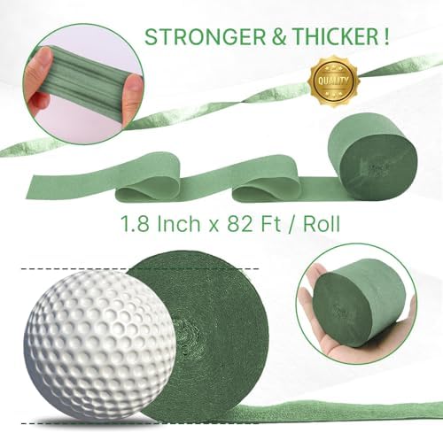 PartyWoo Sage Green Crepe Paper 4pcs 328 FT Gold Sand White Streamers - Image 6