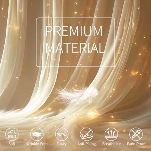 Ivory Tulle Backdrop Curtain with Lights for Decor, 10x10FT - Image 5