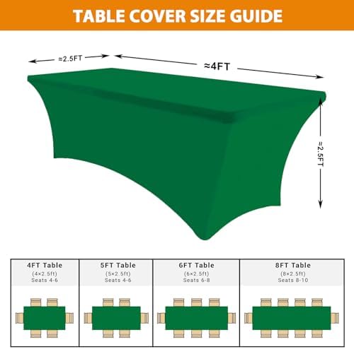 Eurmax USA 2-Pack Rectangular Fitted Spandex Table Covers 4ft Tablecloth Wedding Event Patio Table Decorations Stretch Table Cover for 4ft Folding Table (Emerald Green) - Image 4