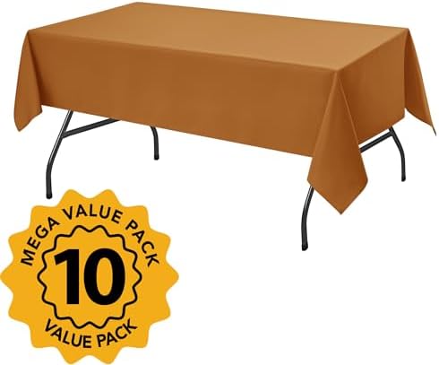 10-Pack Bronze Tablecloths for Rectangle Tables, 60 x 84 Inches - Image 2