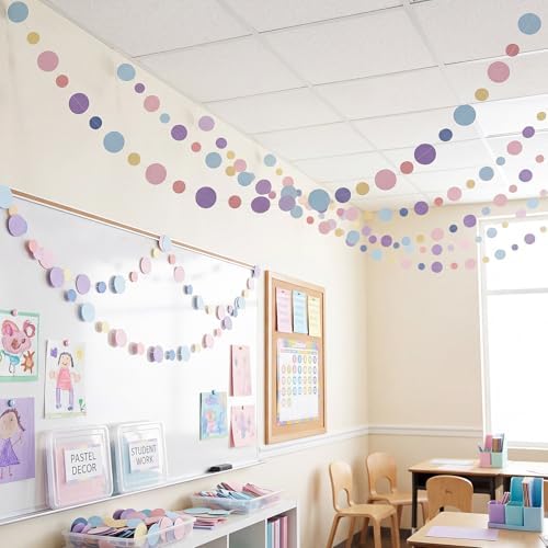 Outus 10 Pieces Dot Garland Banner Hanging, Pastel Rainbow Color - Image 6