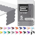 Silver Grey Scallop Table Runner, Disposable Plastic, 5 Pk, 14x108in by Swanoo