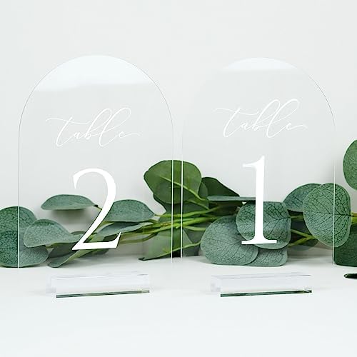 Clear Arch Table Numbers for Wedding, 5x7 Inch Arched Acrylic Table Numbers 1-20 with Stands, Clear Acrylic Arch Sign with Holder for Centerpiece, Reception, Wedding, Party, Event - Image 3
