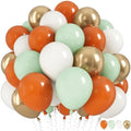 Fall Balloons Set, 12 Inch Thanksgiving Balloons, Retro Burnt Terracotta Rust Orange Dusty Sage Mint Green White Metallic Gold Latex Balloon for Thanksgiving Autumn Harvest Fall Birthday Decorations by HILAVO
