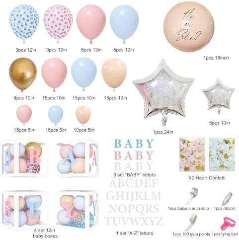 Amandir 164PCS Gender Reveal Balloon Boxes Decorations - Image 2