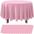 16 Pack Light Pink Plastic Tablecloth for Round Tables, Premium Decorative Pink Disposable Table Cloths for Parties, Bulk Round Party Table Cover for Birthday Wedding Anniversary Graduation, 84 Inch by RAGNHILD