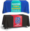 Custom Table Runner with Business Logo, Tradeshow Events, Parties, Promotions, Exhibitions, Proudly Made in USA, Personalized Table Decor and Small Business Essentials (30"x72") by WayToLight