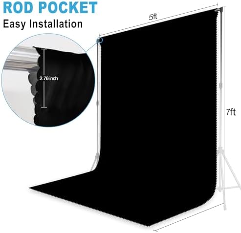 Black Photography Backdrop for Photoshoot, Fabric, 5x7 FT - Image 5
