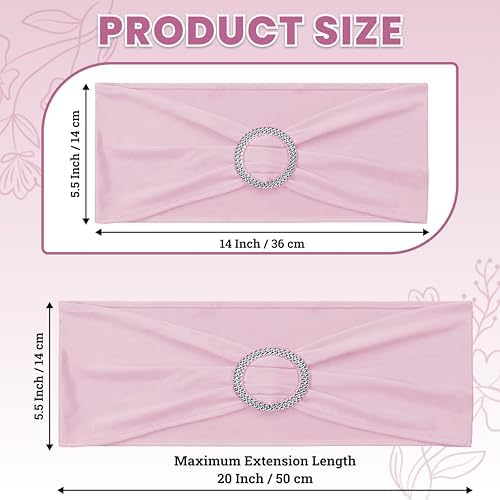 MDS Pack of 150 Spandex Chair Sashes for Wedding Party & Event – Blush Pink - Image 2