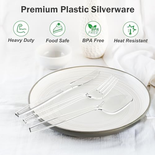 Dealusy 360 Count Extra Heavy Duty Clear Plastic Silverware - Image 3