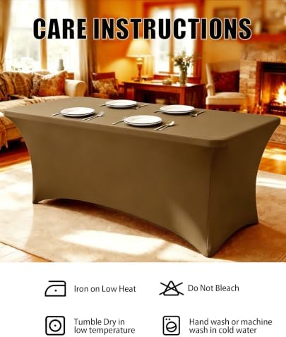 6FT Coffee Table Cloth - 2 Pack Fitted Stretch Rectangle Spandex Tablecloth, Washable Table Cover for Party, Picnic, Wedding, Banquet, Birthday and Festival(30" x 72") - Image 6