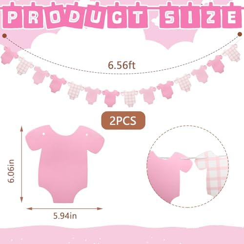 Weysat 2 Pcs Gender Reveal Banner Decorations Pink Plaid Banner - Image 2
