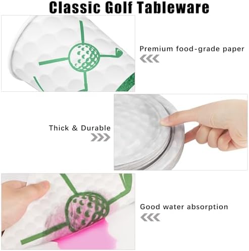 durony 144 Pieces Golf Paper Plates and Napkins Dinnerware Set - Image 3