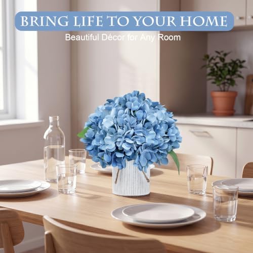 Set of 6 Artificial Flower Table Centerpieces (Dusty Blue, 6 X Flower Table Centerpieces) - Image 4