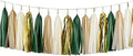 ZOOYOO Shiny Tassel Garland Tissue Paper Tassel Banner,Table Decor,DIY Kits for Tassels Party Decoration,Pack of 20(Green, Gold, Beige, Khaki) by ZOOYOO