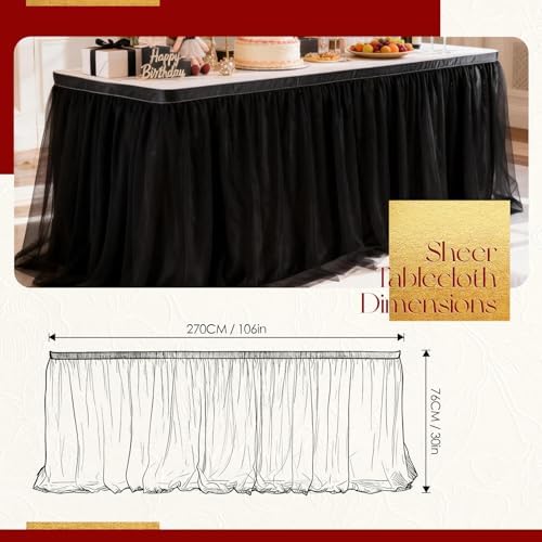 THARAHT Tulle Table Skirt 9FT 270CM Long for Rectangle Tables Round Tables Ruffle Desk Skirt for Princess Girls Birthday Party Cake Dessert Decorations Table Skirt - Image 2
