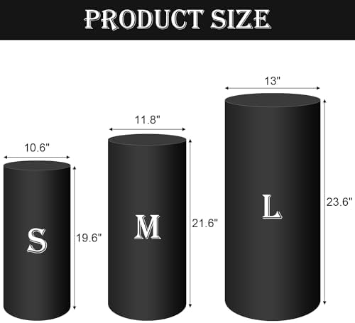 SaitiMade Set of 3 - Black Cylinder Pedestal Stand Covers - Image 2
