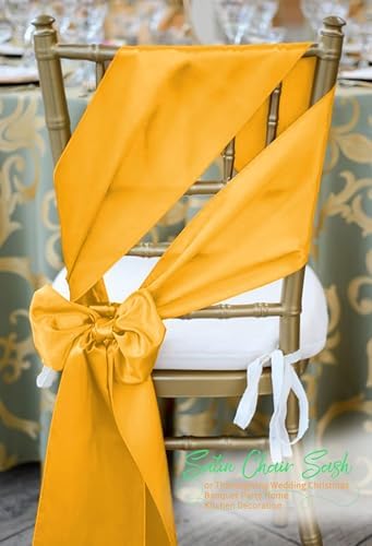 60 PCS Gold Satin Chair Sashes, 7 x 108 Inch - Image 5