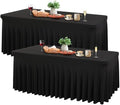 Wish Care 2 Pack Black Spandex Table Cloths - Fitted Rectangle Table Cover, Wrinkle Free, 4ft, Stretch Tablecloths for Party, Banquet, Wedding and Events by WishCare
