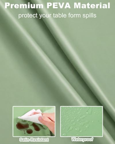 NatNarr 3 Pcs Sage Green Tablecloths Plastic, Scalloped Table Cloth - Image 3
