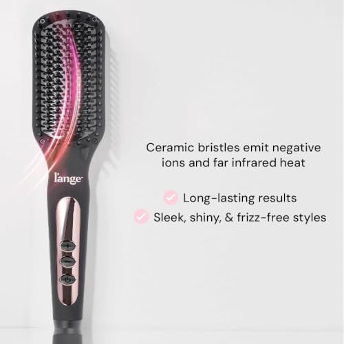 L'ANGE HAIR Le Vite Straightening Brush | Heated Hair Tool for Smoother, Frizz-Controlled Look | Dual-Voltage Hot Brush Straightener for Effortless Styling & Shine | Ceramic Standard Size (Black) - Image 3
