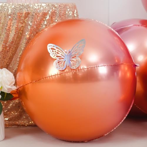 Metallic Pink Orange Round Foil Balloons, 22 Inch 6 Pcs 4D Fall Balloon - Image 6