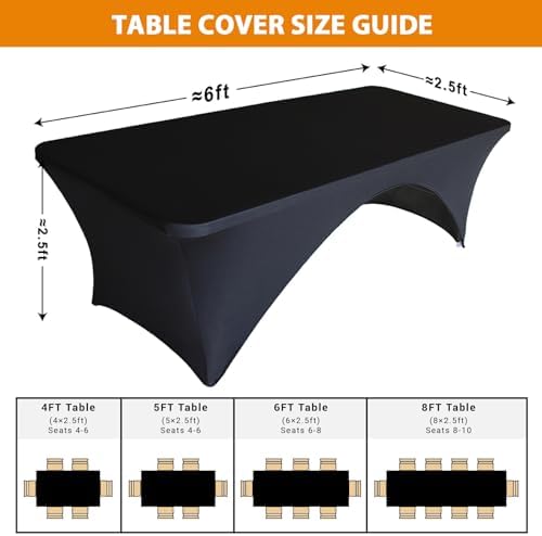 Eurmax USA 2-Pack Spandex Table Cover 6 ft. Fitted 30+ Colors Polyester Tablecloth Stretch Spandex Table Cover-Table Toppers,6 FT Table Cover Open Back(Dark Gray) - Image 4