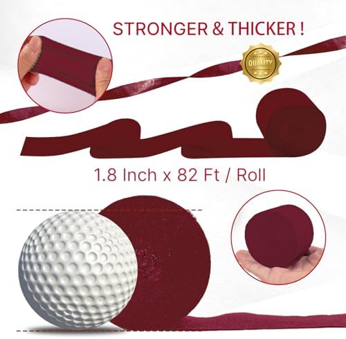 PartyWoo Burgundy Crepe Paper Streamers 4pcs 328 FT Maroon Streamers - Image 6