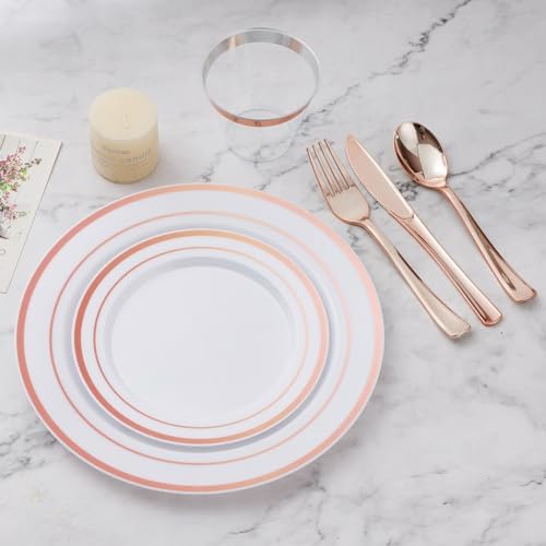 BESTVIP 450PCS Rose Gold Dinnerware Set for 75 Guests, by Bestvip