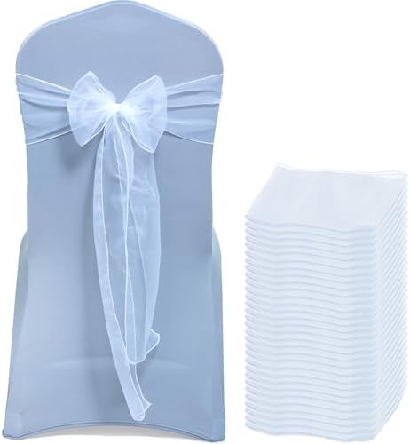 MDS Pack of 125 Organza Chair Sashes for Wedding & Event Décor – White by MDS