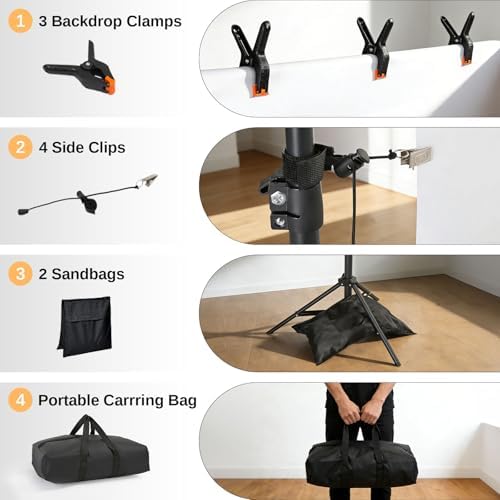 ShowMaven Backdrop Stand, 6.4ft x 10ft Adjustable Photo Background Stand with Carry Bag for Photography Photo Video Studio, Baby Shower, Birthday Party (6.4ftx10ft) - Image 5