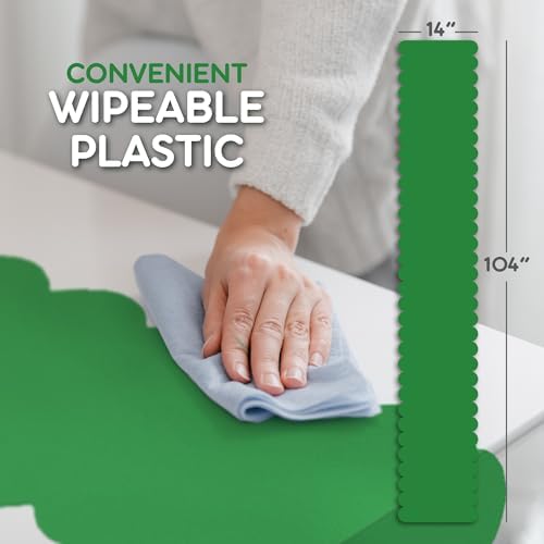 Green Scallop Table Runner, Disposable Plastic, 5 Pack, 14x108in - Image 6