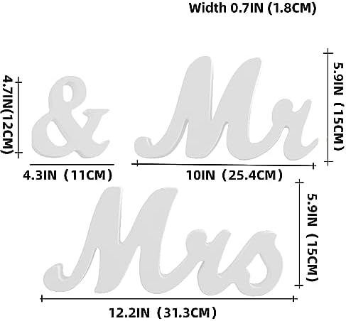 VIOPVERY Wooden Mr & Mrs Wedding Sign with Just Married Banner,White - Image 3