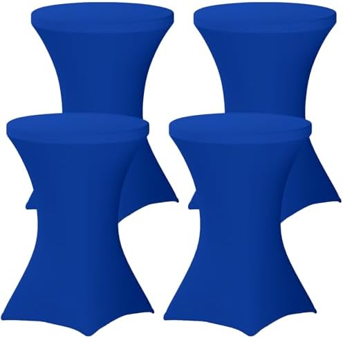 Fixwal 4 Pack Cocktail Tablecloth Bar Top Table Covers Round Royal Blue by Fixwal
