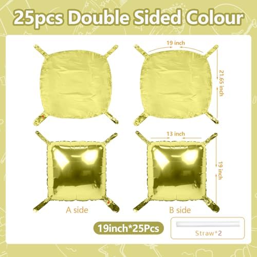 NISOCY 25PCS Metallic Light Gold Square Foil Balloons Wall Backdrop - Image 2