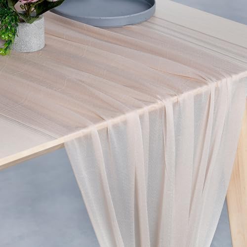 Pack of 20 Chiffon Table Runners 29 x 120 Inch, 10FT Long - Nude - Image 2
