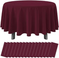 16 Pack Maroon Plastic Tablecloth for Round Tables, Premium Decorative Burgundy Disposable Table Cloths for Parties, Maroon Round Party Table Cover for Birthday Anniversary Graduation, 84 Inch by RAGNHILD