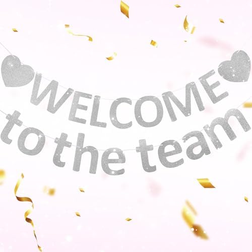 Pre-Strung Glitter Welcome to the Team Banner Welcome Banner Welcome Decorations for Office New Hire Events Corporate Onboarding & Team Building Parties (Silver) by Unknown