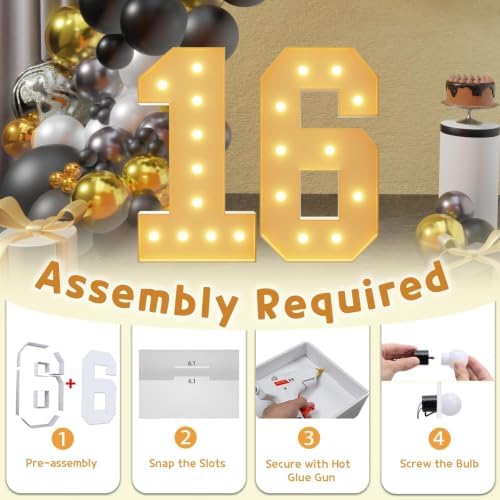 imprsv 16 Marquee Numbers, 4FT Light Up Numbers for 16th Birthday Decor - Image 3