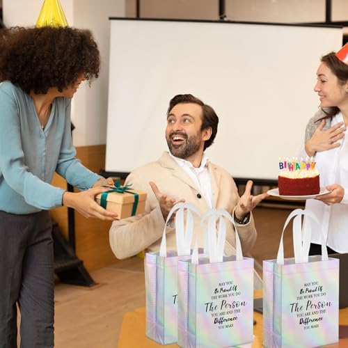 36 Pcs Thank You Reusable Gift Bags Employee Appreciation Gift Bags May You Be Proud Team for Employee Teacher Student Coworker Secretary Assistant Gifts(Laser Silver,10x8x4Inch) - Image 6