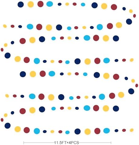 Red Blue Yellow Party Decorations Circle Dots Garland Hanging Paper Polka Dot Streamer for Carnival Circus Clown Fiesta Festivals Birthday Wedding Bridal Shower Wedding Shower Party Supplies - Image 2