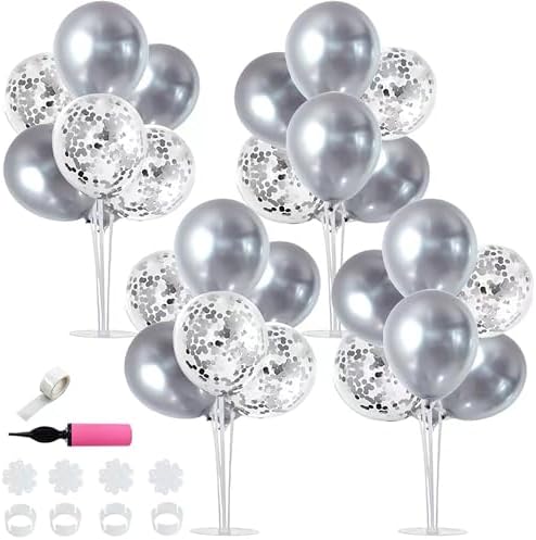 TONIFUL 4 Set Silver Balloon Stand Balloon Centerpiece for Table Decoration by TONIFUL