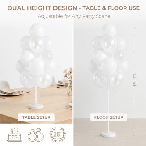 Pearl white Balloon Column Kit Set of 2 with Stand&Pole for Wedding Bridal Party - Image 4