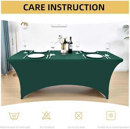 10-Pack 6ft Spandex Table Covers for Rectangle Standard Folding Tables - Wrinkle Resistant Stretch Tablecloths - Ultimate Fitted Table Protector for Parties, Banquet, Wedding - Image 6