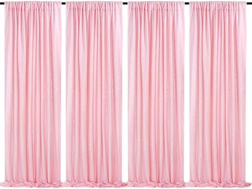 Pink Sequin Backdrop Drapes 4 Panels 2FTx8FT Glitter Backdrop Curtains by QueenDream