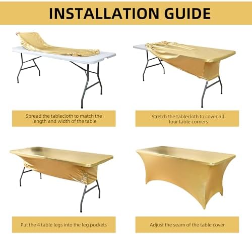 2-Pack 6ft Spandex Table Covers for Rectangle Standard Folding Tables - Wrinkle Resistant Stretch Tablecloths - Ultimate Fitted Table Protector for Parties, Trade Shows, Banquet - Image 5